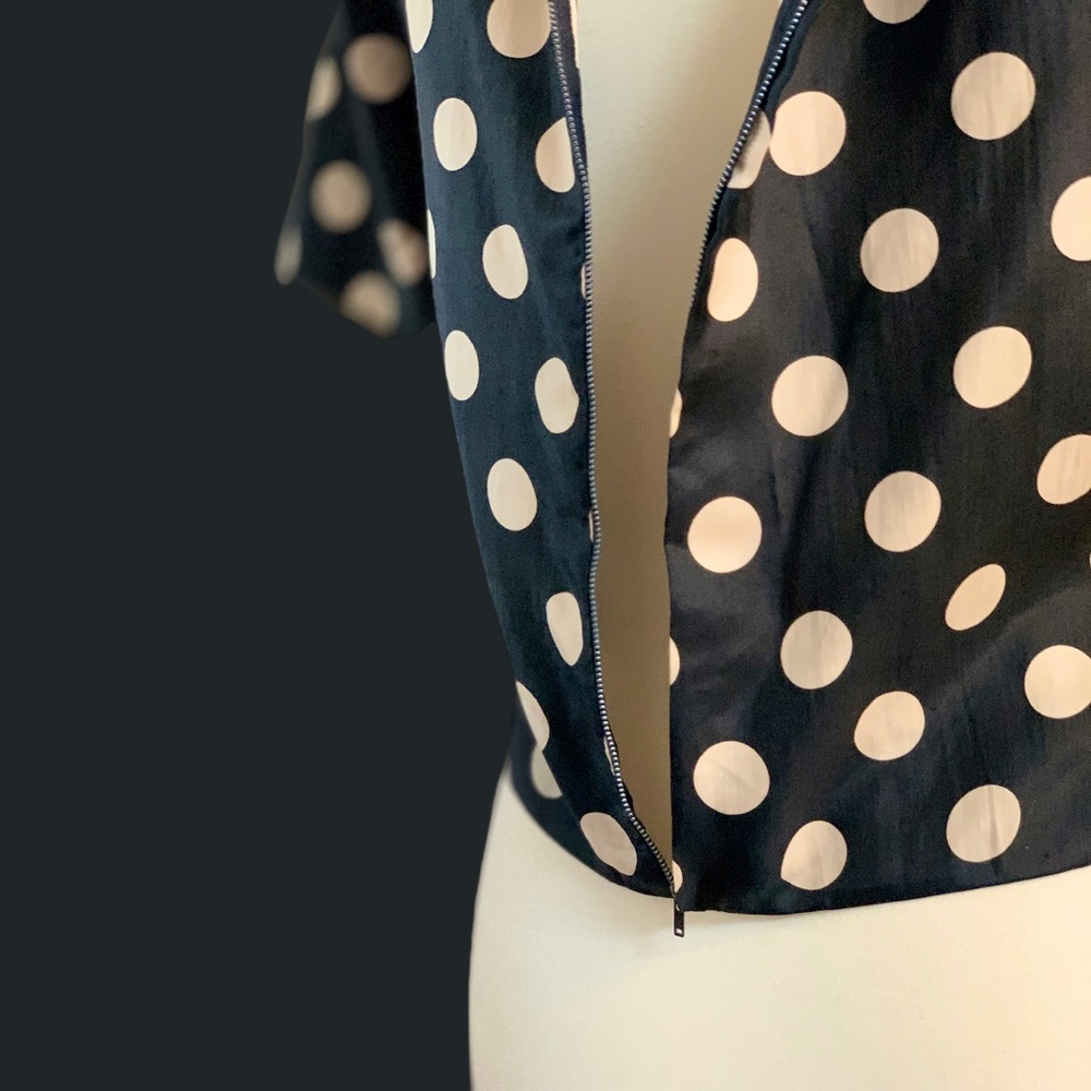 Vintage Silk Polka-Dot Crop Top | EXCELLENT! - Picture 7 of 9